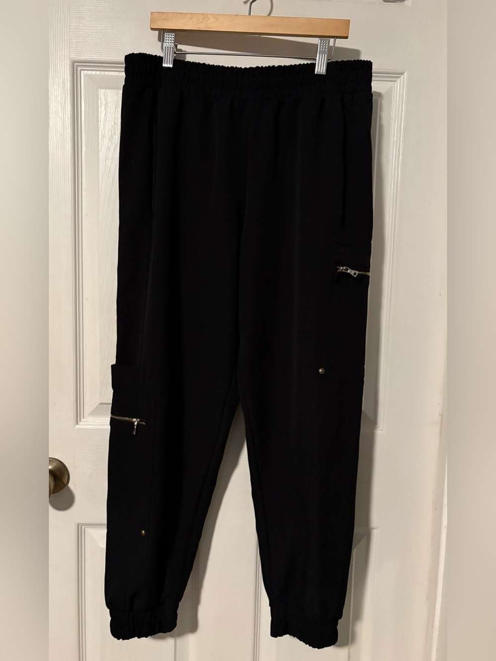 Zara Black Cargo Jogger Pants with Zip Details